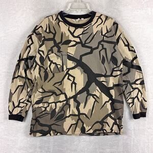 VTG Predator Camo Shirt Mens L Black Brown Outdoors Hunting Grunge 90s USA